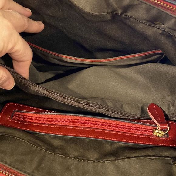 Kattee Burgundy Maroon Leather Satchel Shoulder Tote Bag - Picture 9 of 9